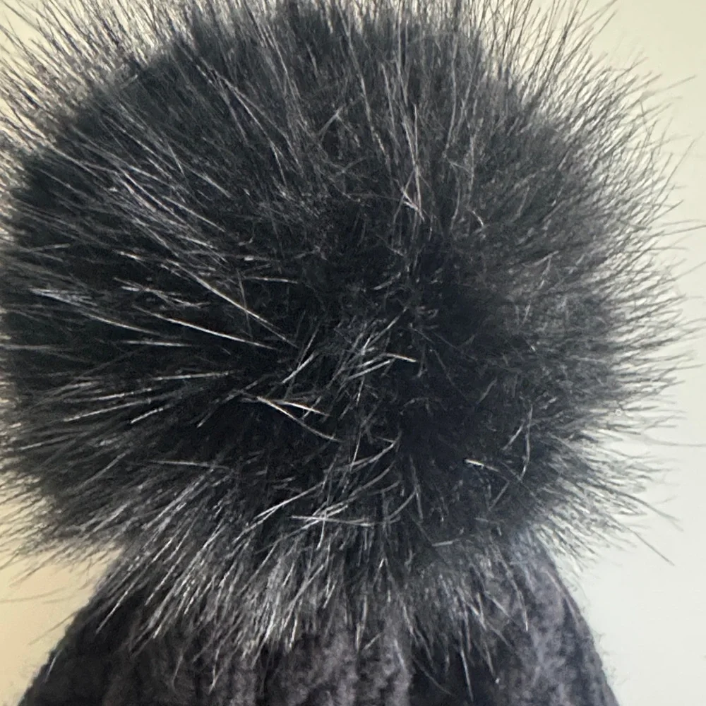 Moncler Black Knit Beanie with Pom Pom - Picture 2 of 3